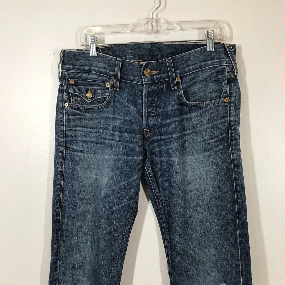 True Religion Ricky Bootcut Button Fly Flap Pockets Men's Size 31x34 Denim Jeans
